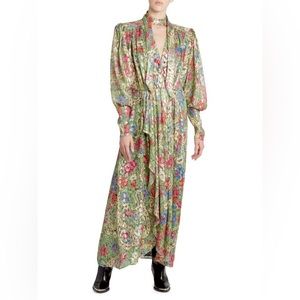 Isabel Marant Nalisma Metallic Silk Floral Maxi Dress